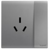 羅格朗開關(guān)插座 仕藝 深砂銀 帶開關(guān)三扁插座 三孔帶開 16A