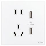 羅格朗開關插座 維翼 冰白玉 帶二三插USB充電插座 五孔USB插座