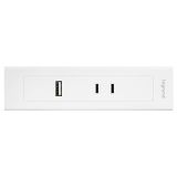 延長線插座（嵌入式，二扁插+USB A 2.4A，白色）