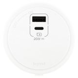 羅格朗軌道插座 LT2系列 圓形USB適配器 A+C 白色（PD20W）