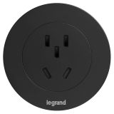 D60嵌入式五孔插座帶3P插頭（黑色）