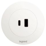 D60嵌入式USB A+C口插座帶2P插頭（白色）