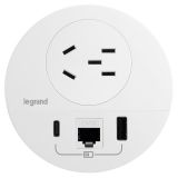 D80嵌入式五孔插USB A+C口和六類網(wǎng)口帶插頭（白色）