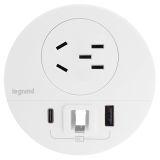 D80嵌入式五孔插USB A+C口帶過線孔（白色）