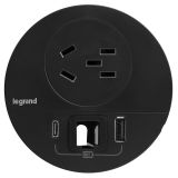 D80嵌入式五孔插USB A+C口帶過線孔（黑色 ）